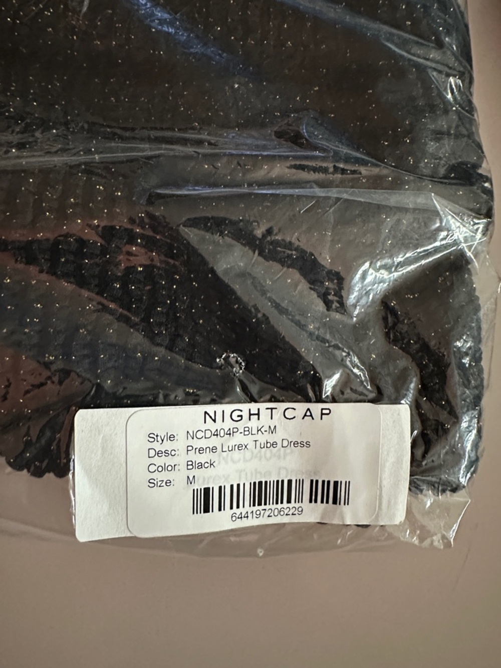 Nightcap Free People Black Crinkle Lurex Tube Strapless Midi Classic Dress M L - Picture 13 of 13